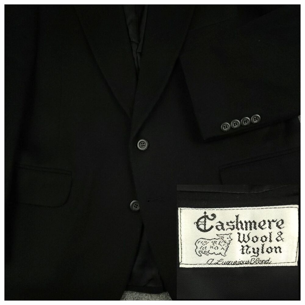 Vtg 80s Ivy Style Brushed Cashmere Wool Blend Sport Coat Mens 42S Wide Lapel